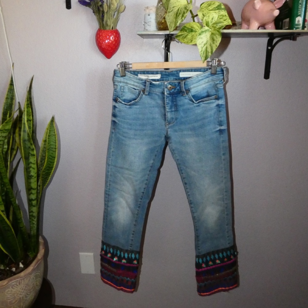 Pilcro and the Letterpress embroidered jeans